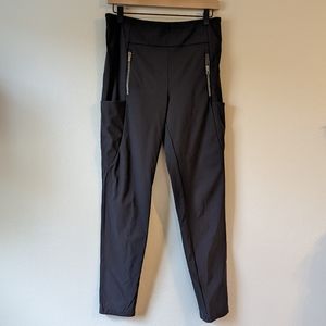 ATHLETA Black Leggings Zippers Side Pockets Size 8 Athleisure